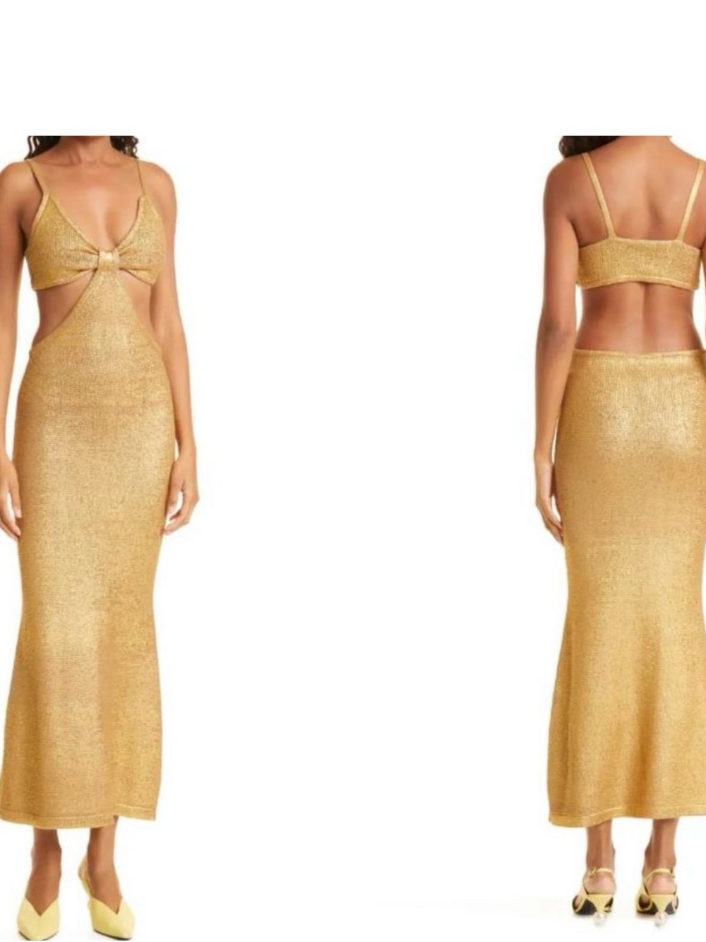 Cult Gaia Gold Metallic Serita Knit Dress Size XS
